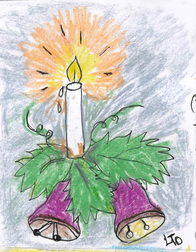 Vinhetas vela, caneta naquim e giz pastel seco
